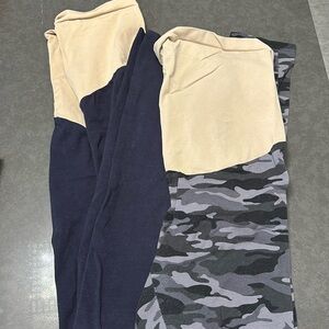 Motherhood maternity leggings size small navy black/gray camo. 3 pairs included